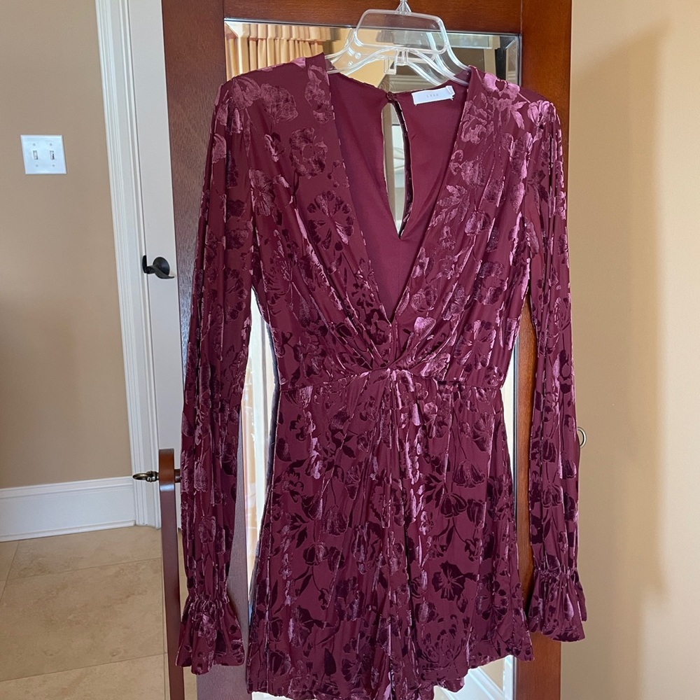 Lush Maroon Long Sleeve Romper Medium